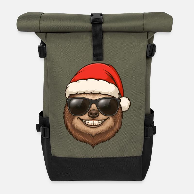 Cooles Faultier Weihnachten Portrait Geschenkidee - Rolltop Rucksack - Olive/Schwarz
