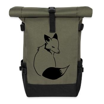 Fuchs Comic: Schlau, Foxy & Manga Style - Rolltop Rucksack - Olive/Schwarz - Vorne
