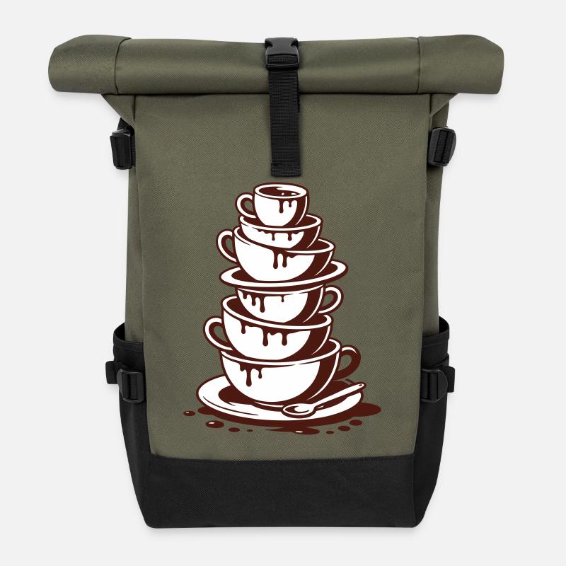 Kaffeeliebe extra doll - Rolltop Rucksack - Olive/Schwarz