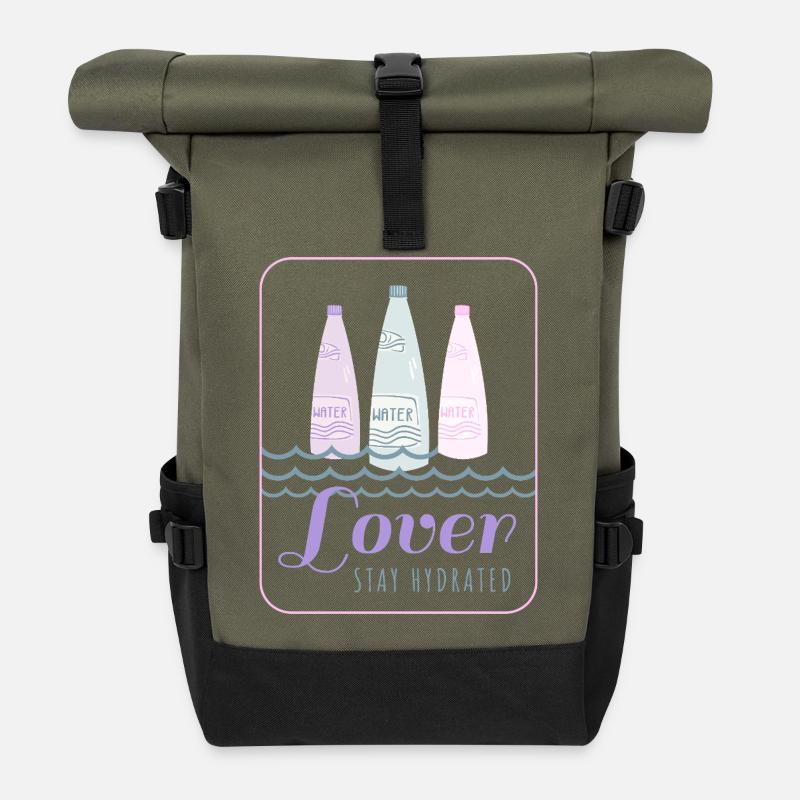 Restez hydraté - Sac à dos roll top - olive/noir