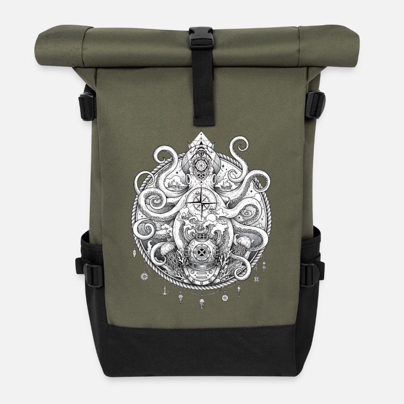Deep Sea Diverhelm Kraken - Roll Top Backpack - olive/black