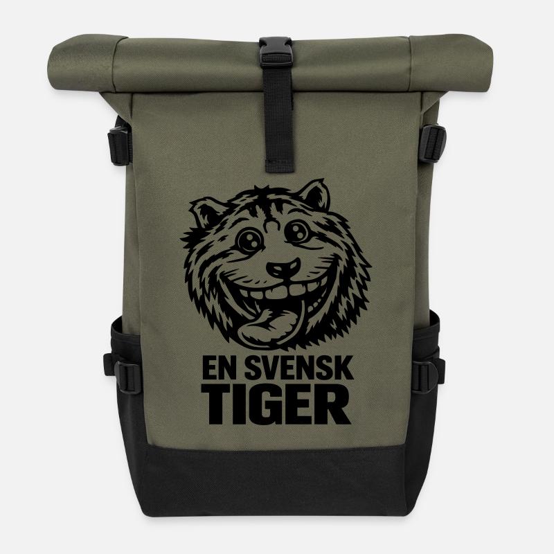 Ein schwedischer Tiger - Rolltop Rucksack - Olive/Schwarz