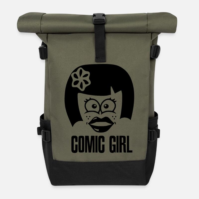 Comic Girl - Noire - Sac à dos roll top - olive/noir