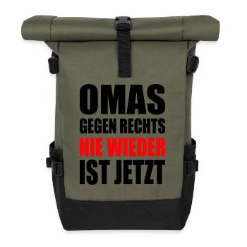 Omas gegen rechts - Rolltop Rucksack - Olive/Schwarz - Vorne