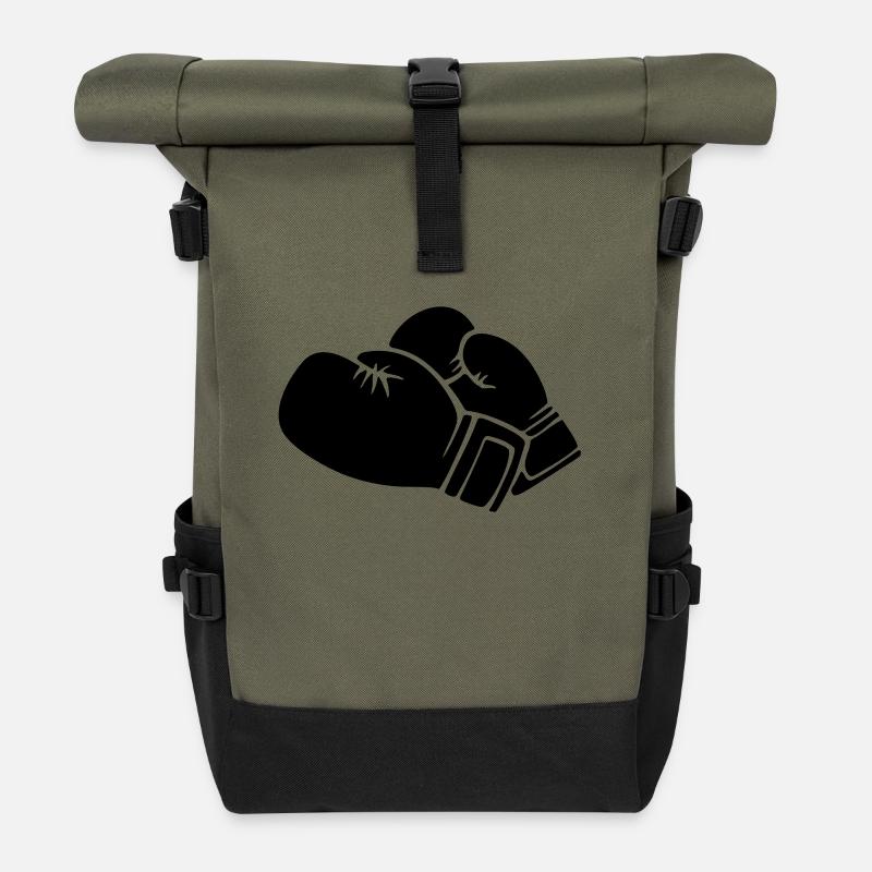 boxing gloves - Roll Top Backpack - olive/black