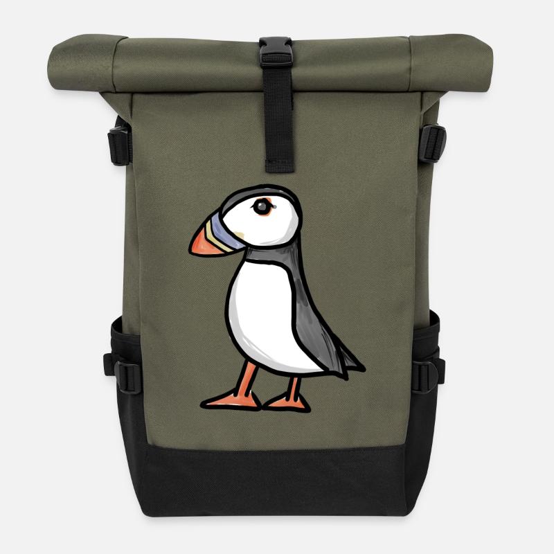 puffin - Roll Top Backpack - olive/black