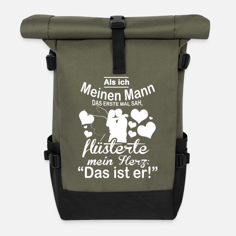 Ich liebe meinen Mann - Ehemann - Rolltop Rucksack - Olive/Schwarz