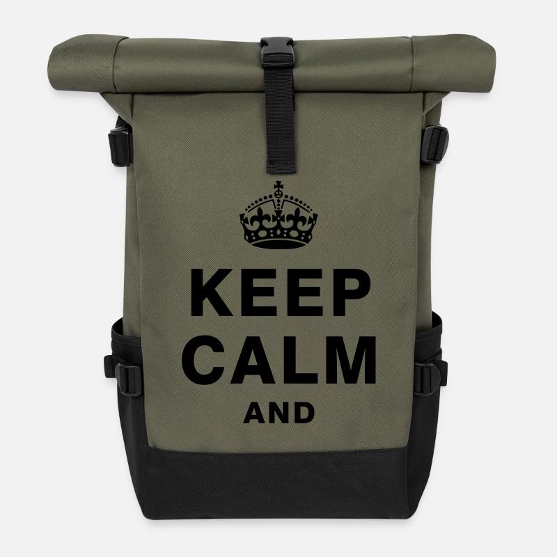 KEEP CALM AND - Rolltop Rucksack - Olive/Schwarz