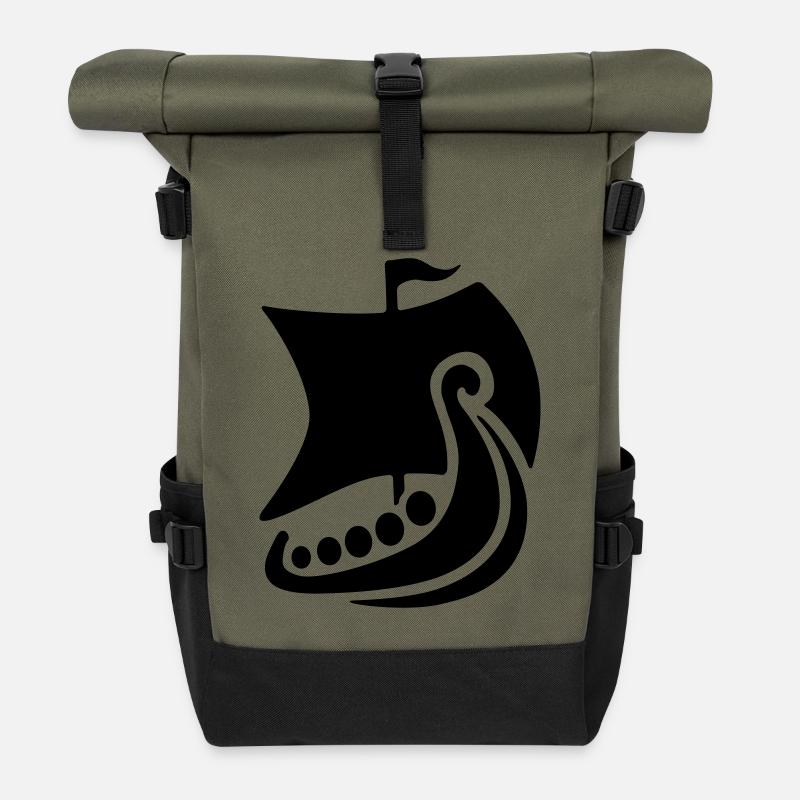 viking-ship - Rolltop Rucksack - Olive/Schwarz