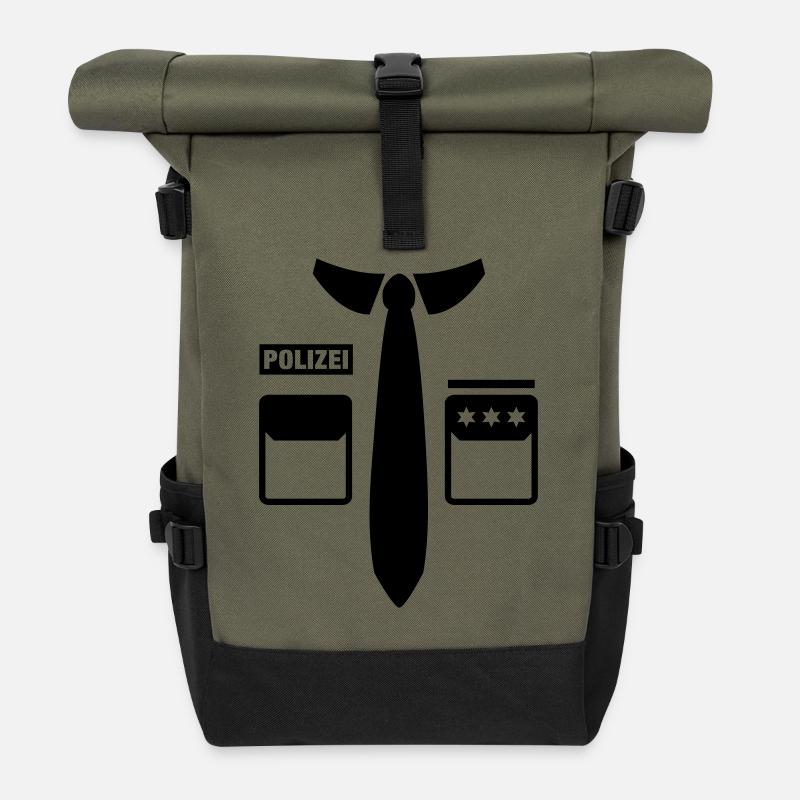 polizei_uniform_f1 - Rolltop Rucksack - Olive/Schwarz