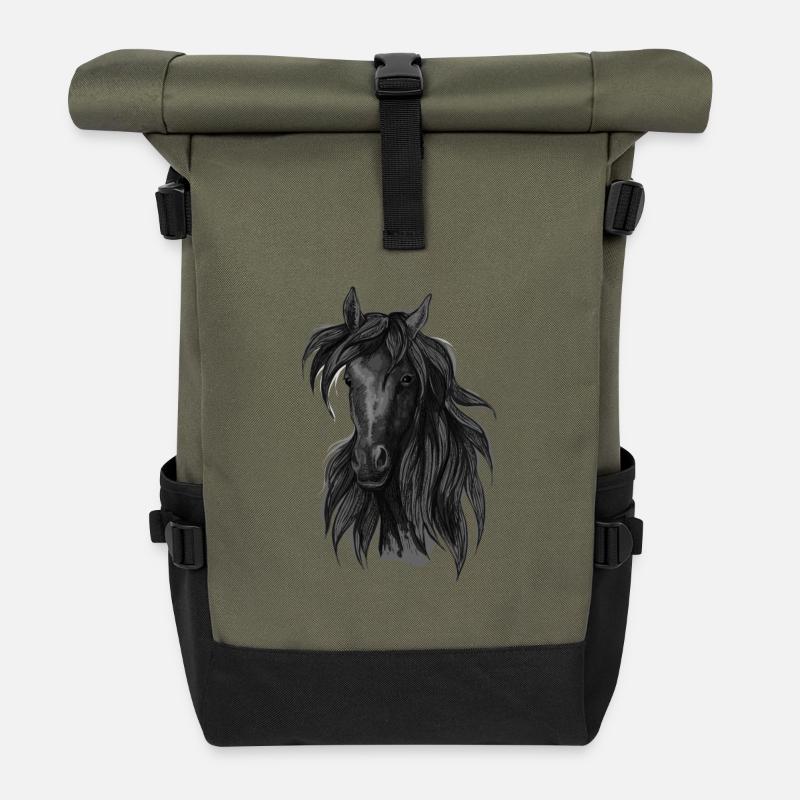 Pferd - Rolltop Rucksack - Olive/Schwarz