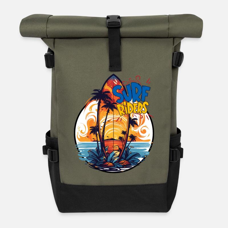 SURF RIDERS! - Sac à dos roll top - olive/noir