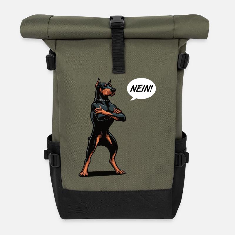 Nein Dobermann Dobermannbesitzer Dobermannhalter - Rolltop Rucksack - Olive/Schwarz