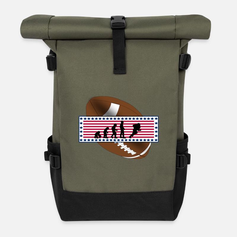 EVOLUTION AMERICAN FOOTBALL USA Flagge Geschenk - Rolltop Rucksack - Olive/Schwarz
