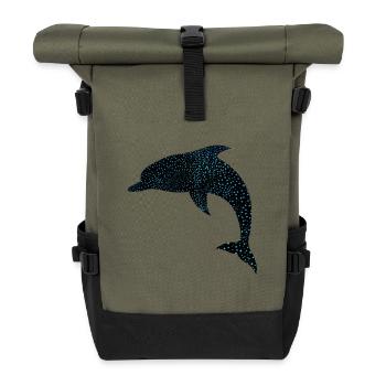 Niedlicher Delphin Cute Dolphin - Rolltop Rucksack - Olive/Schwarz - Vorne
