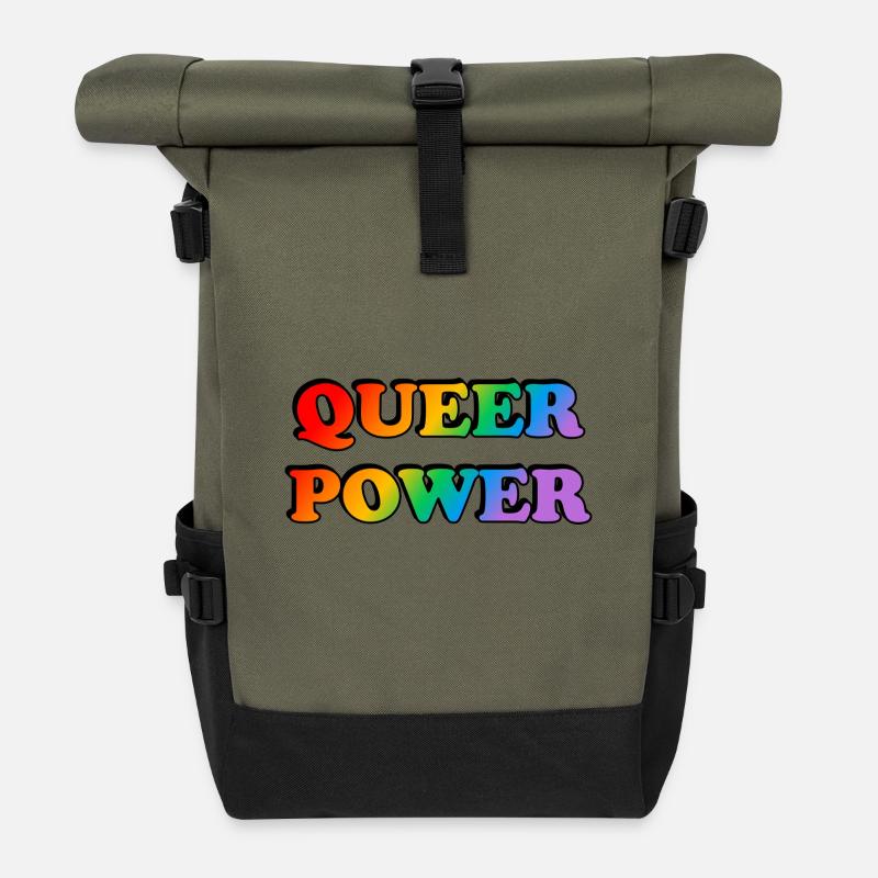 Queere Macht - Rolltop Rucksack - Olive/Schwarz