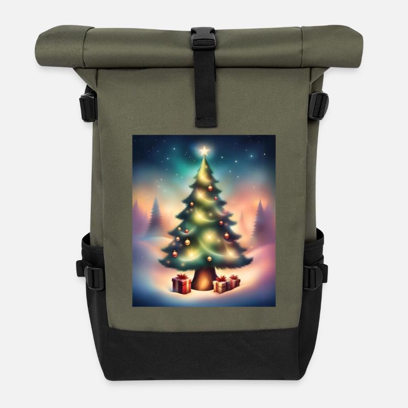Weihnachtsbaum draußen - Rolltop Rucksack - Olive/Schwarz