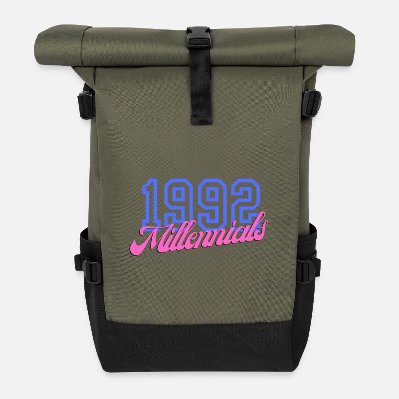 Retro 1992 Millennial Numerisches Design - Rolltop Rucksack - Olive/Schwarz