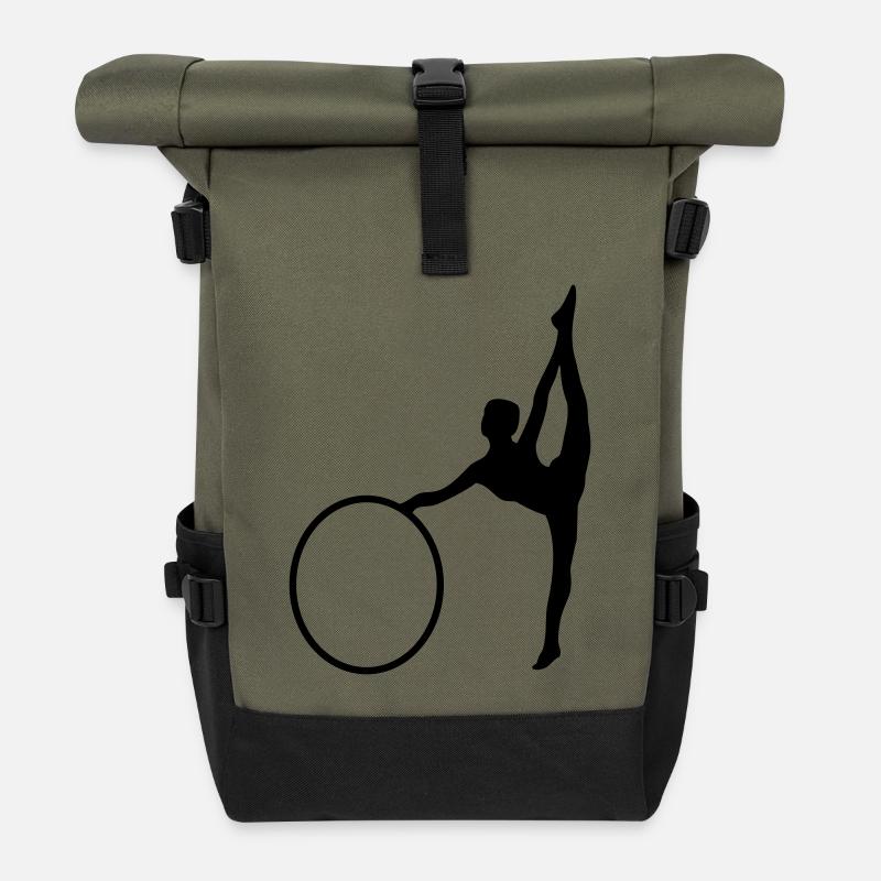 Gymnastik Mädchen - Rolltop Rucksack - Olive/Schwarz