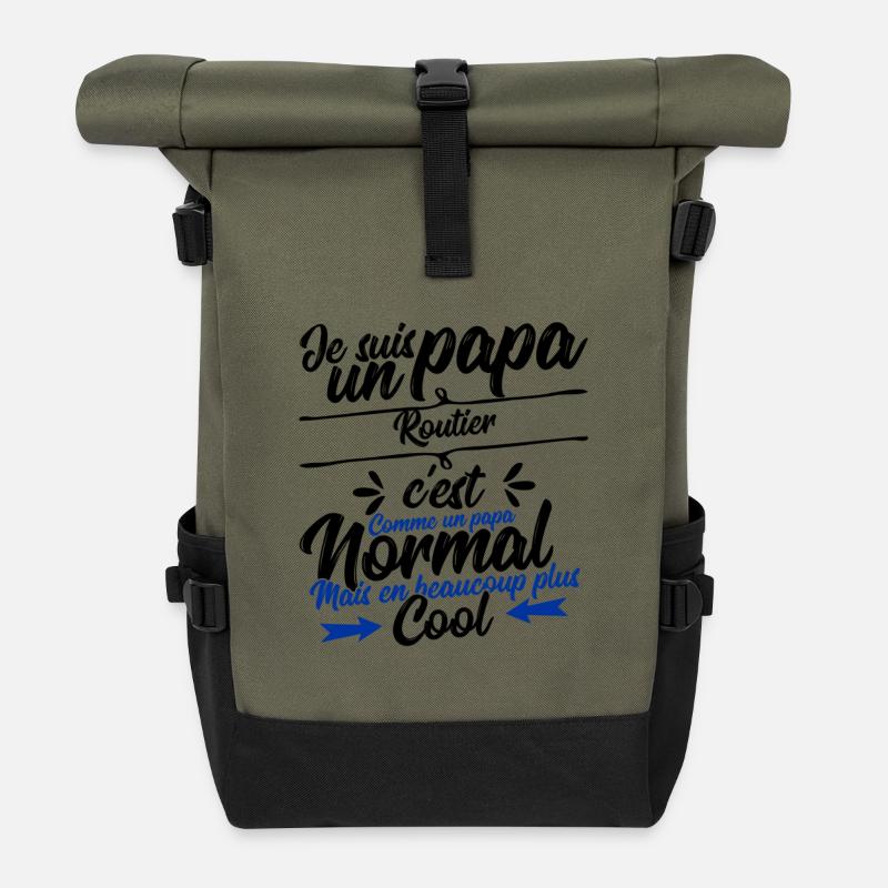 Daddy Road Gift - Roll Top Backpack - olive/black