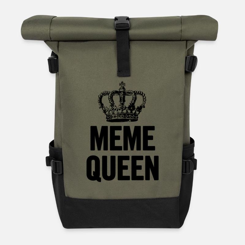 Meme Königin Schwarz - Rolltop Rucksack - Olive/Schwarz