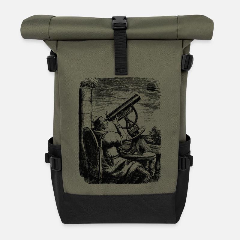 teleskop-astronomie-mann - Rolltop Rucksack - Olive/Schwarz