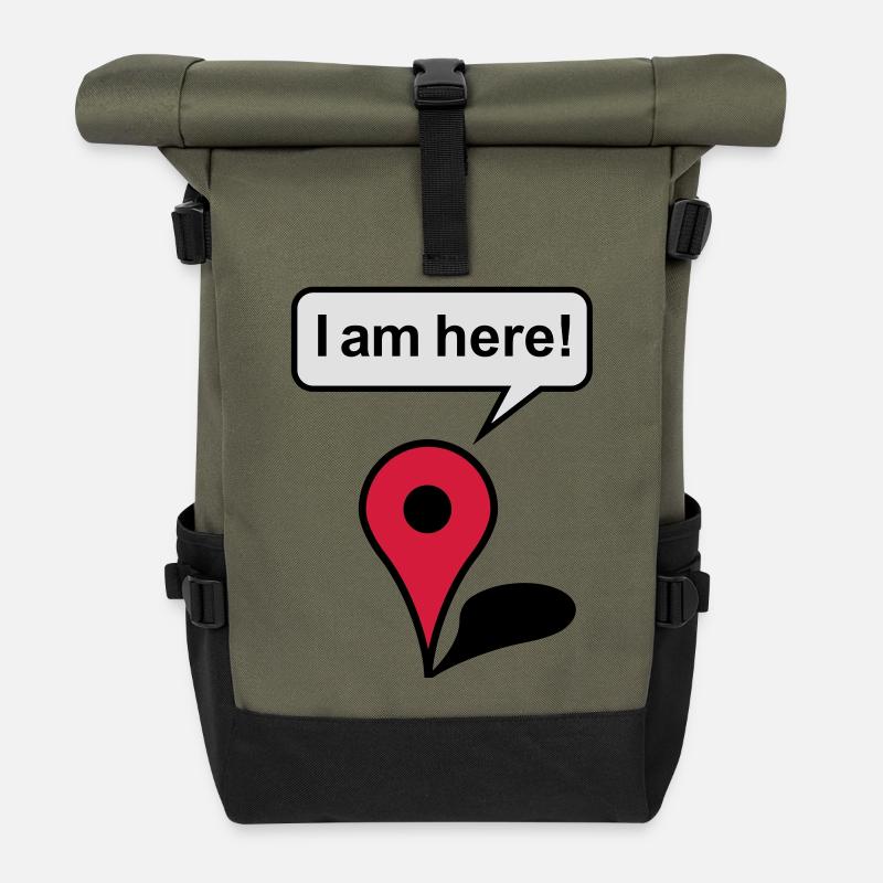 I am here! Google Maps - Rolltop Rucksack - Olive/Schwarz