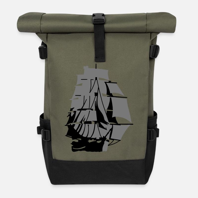 Segelschiff - Rolltop Rucksack - Olive/Schwarz