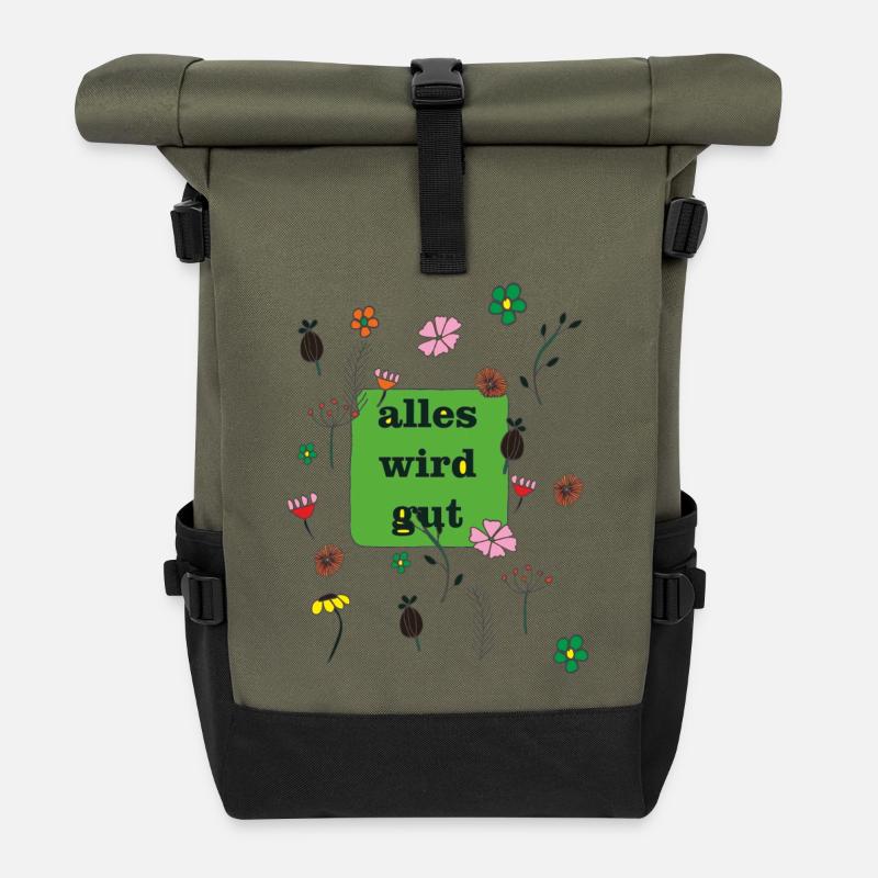alles wird gut in grün - Rolltop Rucksack - Olive/Schwarz