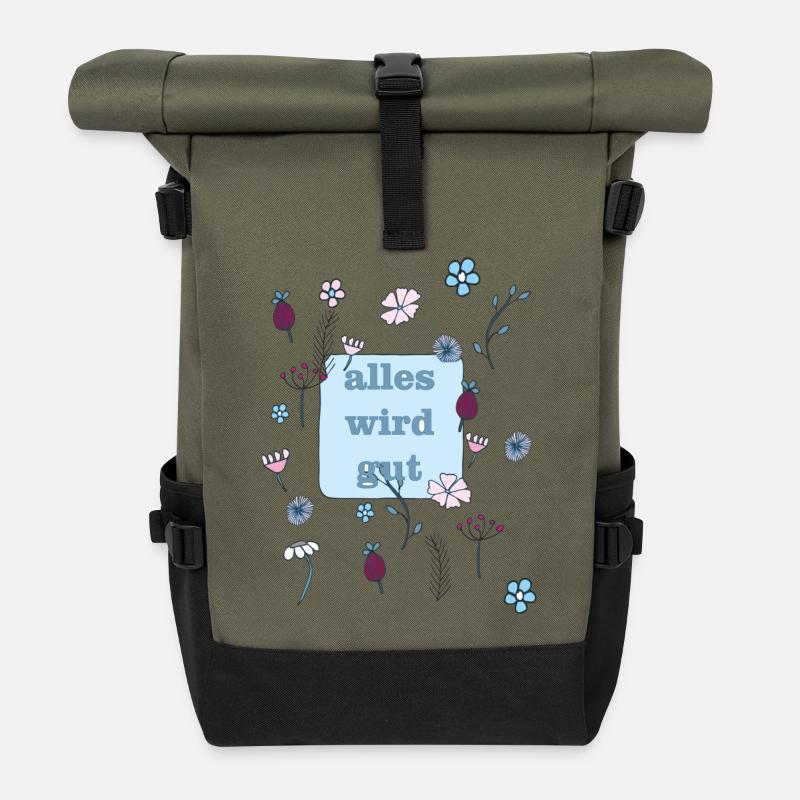 alles wird gut in blau - Rolltop Rucksack - Olive/Schwarz