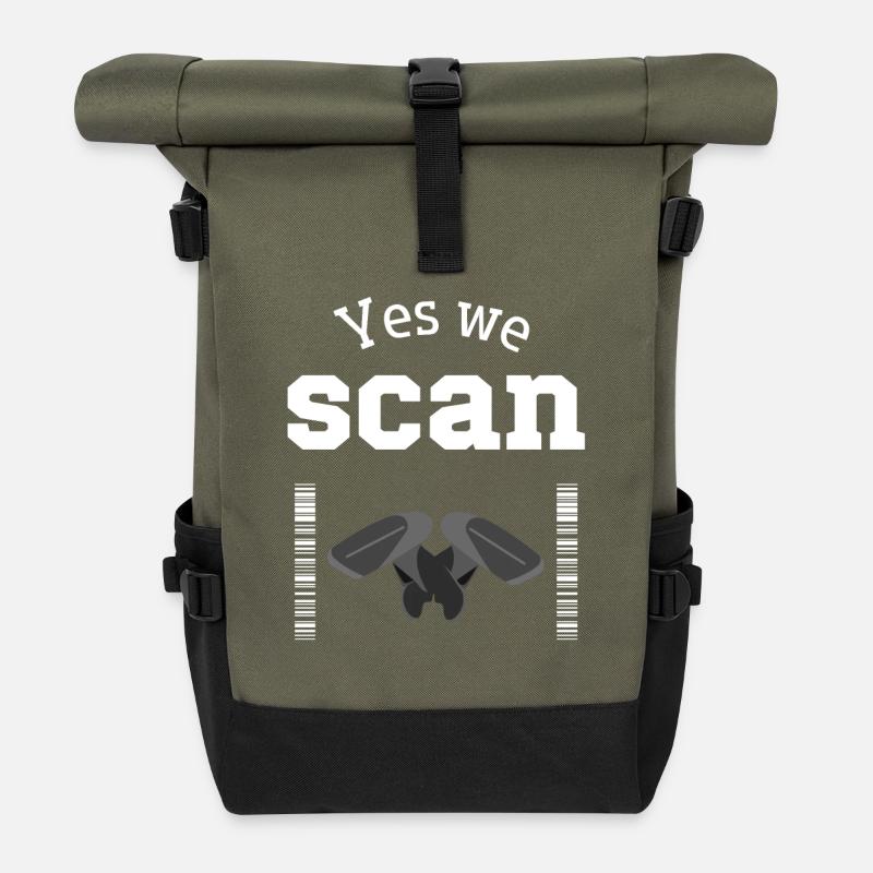 Oui, nous scannons, scanner, code-barres - Sac à dos roll top - olive/noir