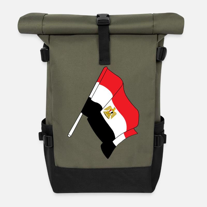 Flagge: Egypt - Rolltop Rucksack - Olive/Schwarz