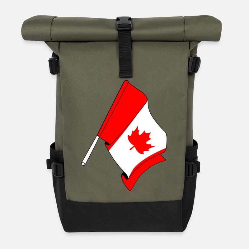 Drapeau du Canada - Sac à dos roll top - olive/noir