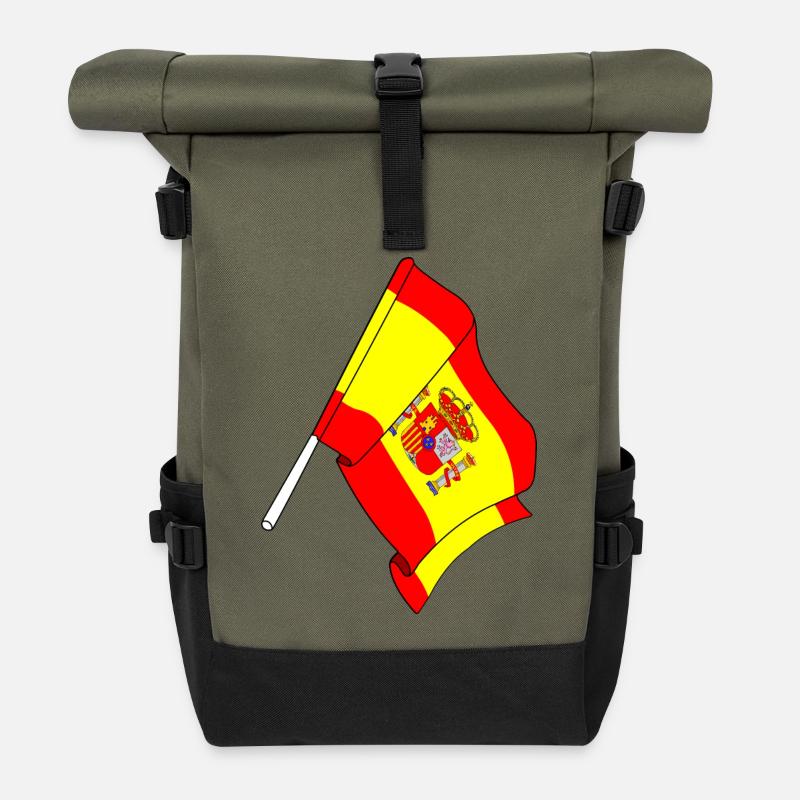 Flagge von Spanien - Rolltop Rucksack - Olive/Schwarz