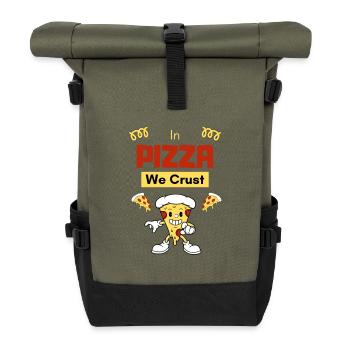 Dans la Pizza on fait une croûte - Sac à dos roll top - olive/noir - Devant