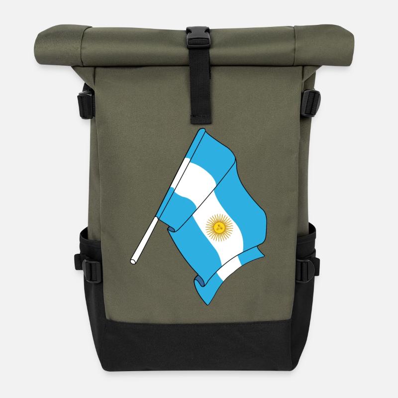 Flagge von Argentinien - Rolltop Rucksack - Olive/Schwarz