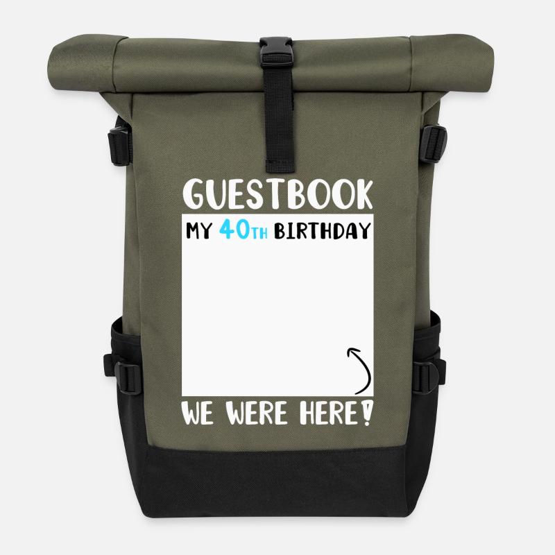40. Geburtstag - Rolltop Rucksack - Olive/Schwarz