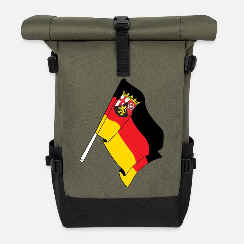 Drapeau Rhénanie-Palatinat - Sac à dos roll top - olive/noir