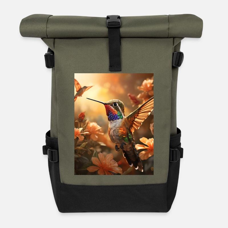 Kolibri im Flug - Rolltop Rucksack - Olive/Schwarz