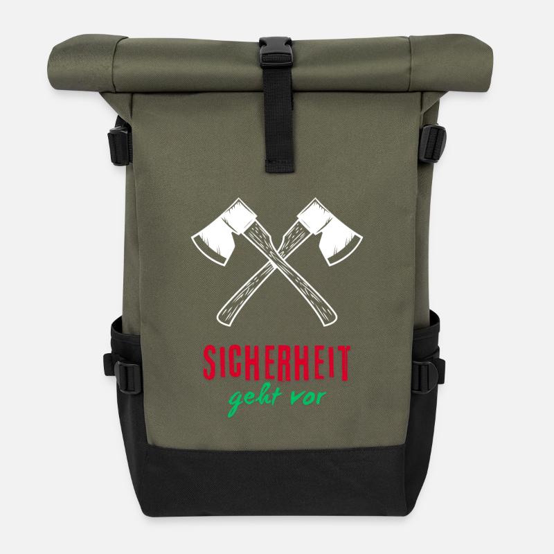 Sicherheit geht vor - Rolltop Rucksack - Olive/Schwarz