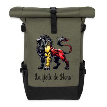 Mons lion flag design - Roll Top Backpack - olive/black - Front