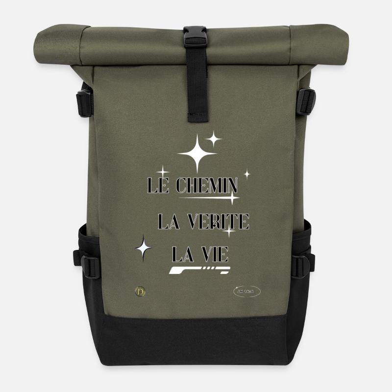 le chemin - Sac à dos roll top - olive/noir