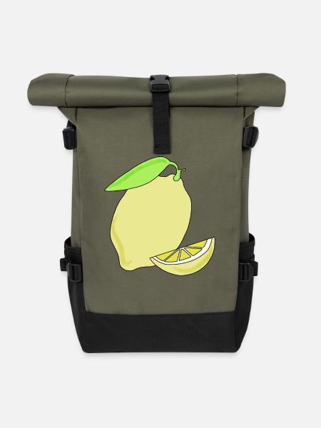 Zitrone, gelb - Rolltop Rucksack - Olive/Schwarz