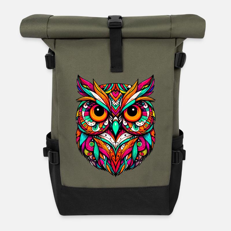 Eule - Rolltop Rucksack - Olive/Schwarz