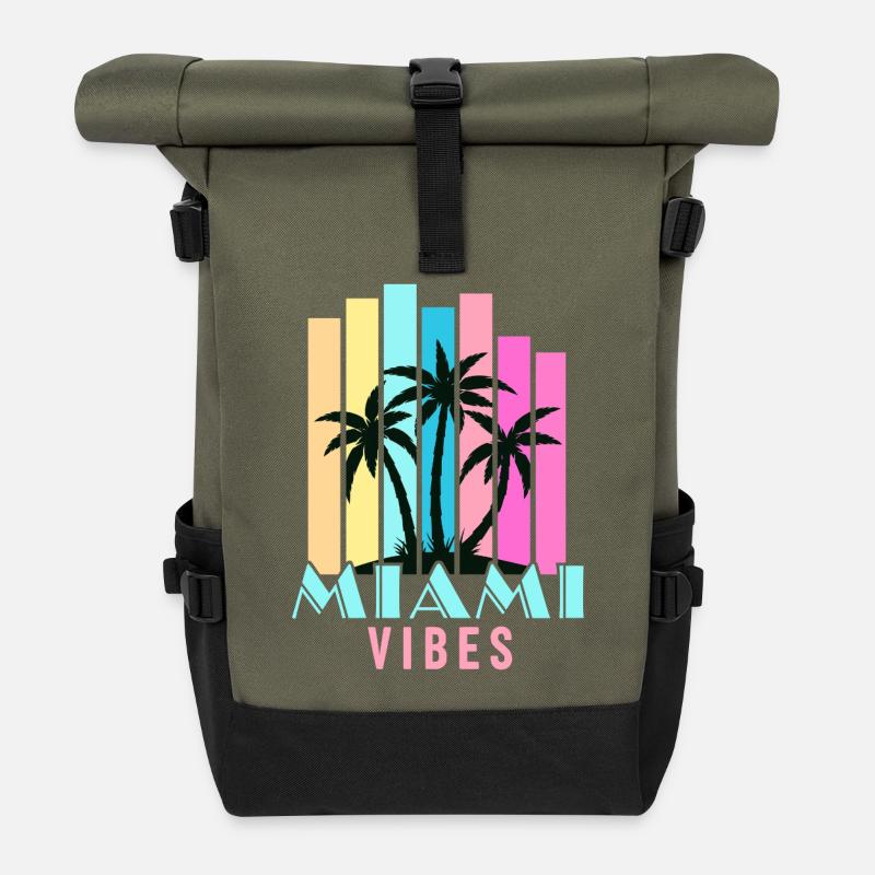 Miami Vibes - Rolltop Rucksack - Olive/Schwarz