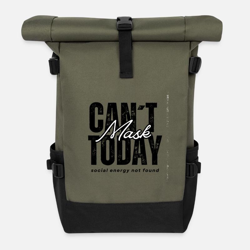 Can’t Mask Today – Social Energy Not Found - Rolltop Rucksack - Olive/Schwarz