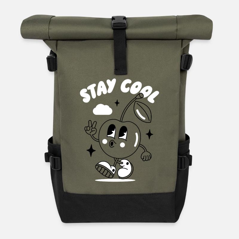 Stay Cool Mascot Design for Everyday Wear - Roll Top Backpack - olive/black