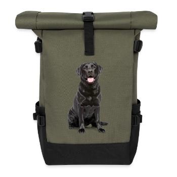 Schwarzer Labrador – Loyal, liebenswert & Charmant - Rolltop Rucksack - Olive/Schwarz - Vorne