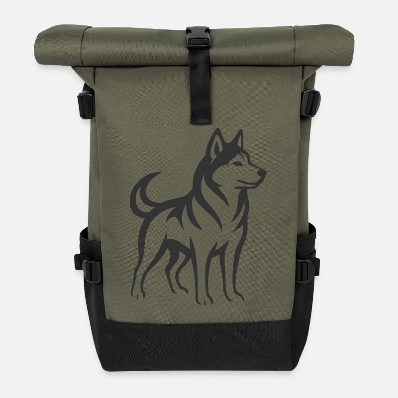husky - Rolltop Rucksack - Olive/Schwarz