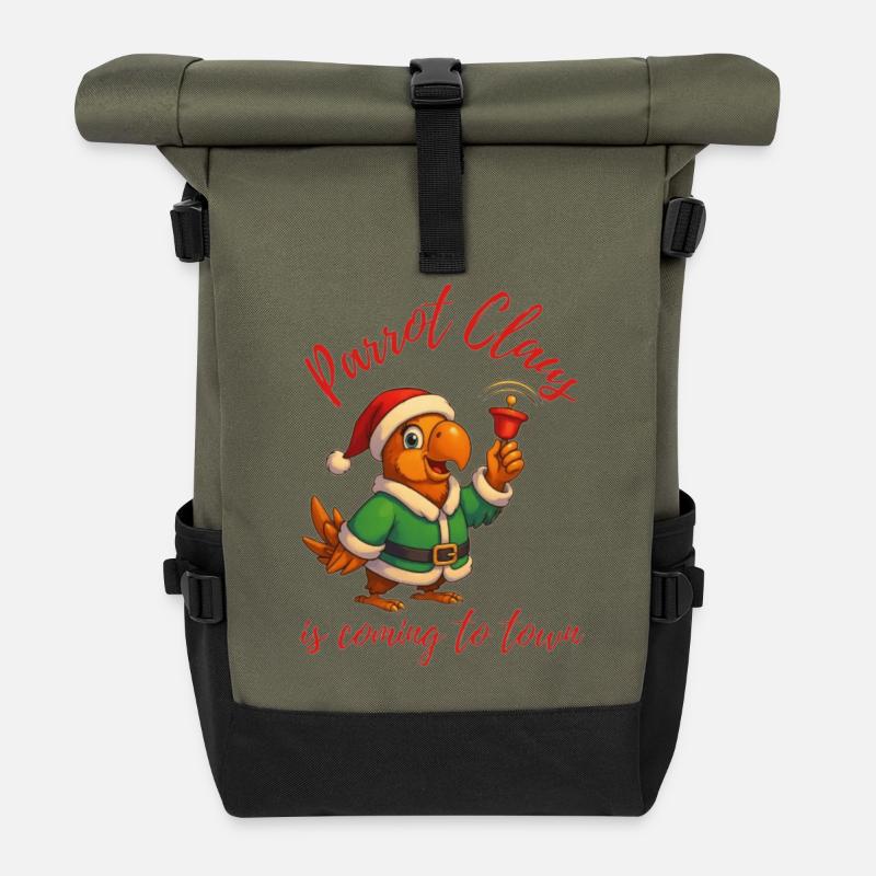 Perroquet Claus - Sac à dos roll top - olive/noir
